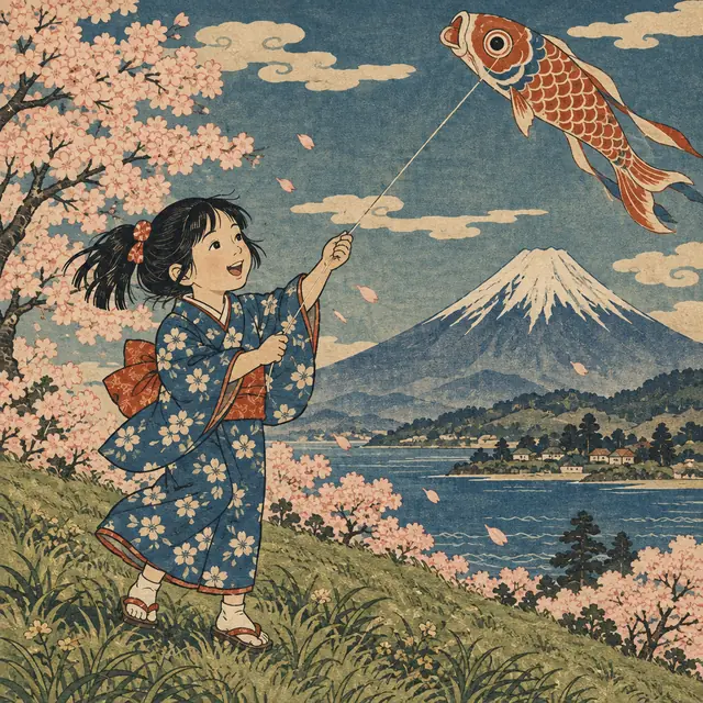 Japansk træsnit kunststilsforhåndsvisning